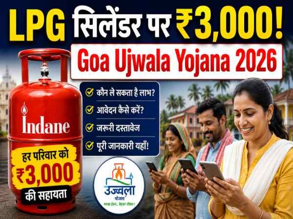 Goa Ujwala Yojana 2026 में 3 LPG सिलेंडर पर ₹3,000 सालाना 